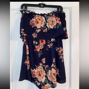 Strapless Floral Romper